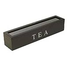 Te- och kaffebehållare och fodral, fack telåda trä te låda sockerpaket förvaringsbox hem förvaringsbehållare för dina smaktillsatser, påsar (svart), AYNEFY4R26H3MPGF-26