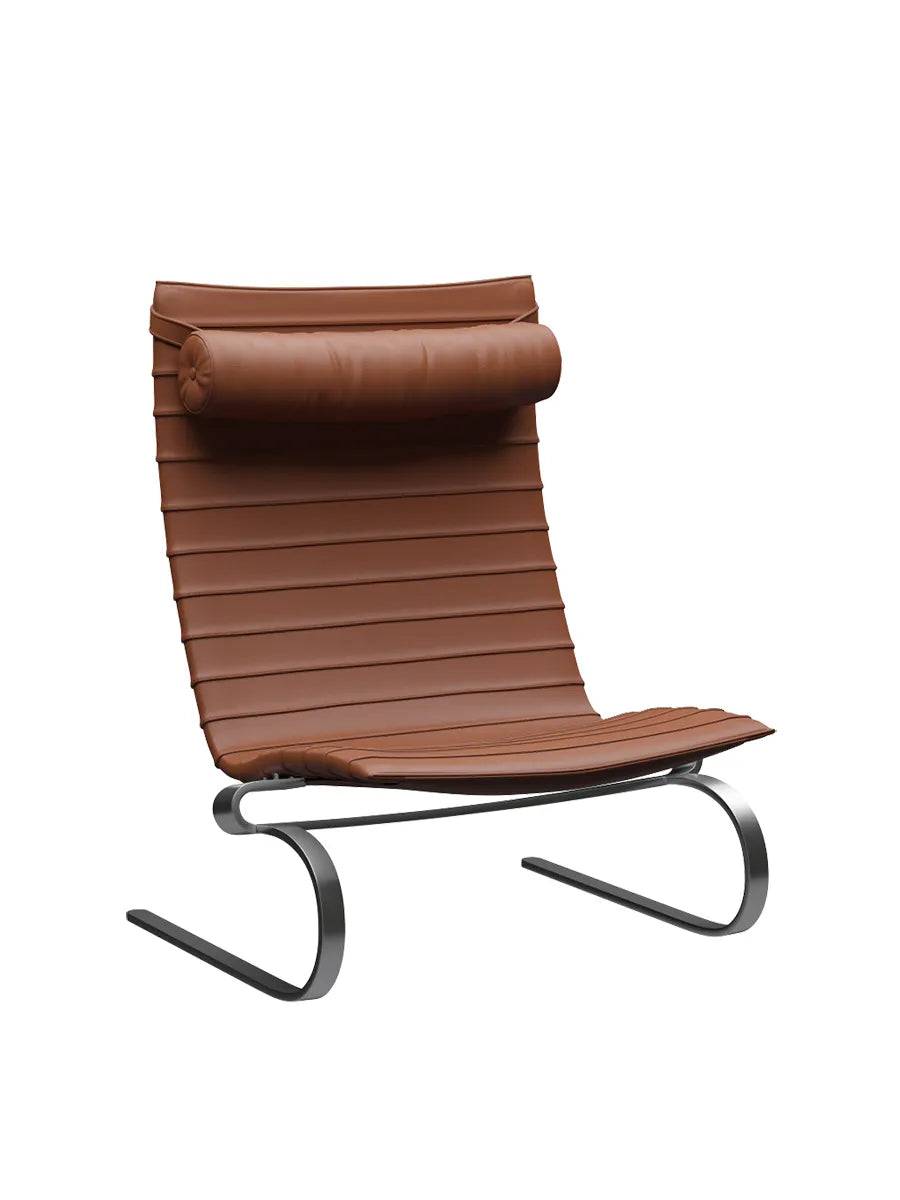 PK20 Loungestol af Poul Kjærholm Aura læder / Cognac - Jacobsen Plus