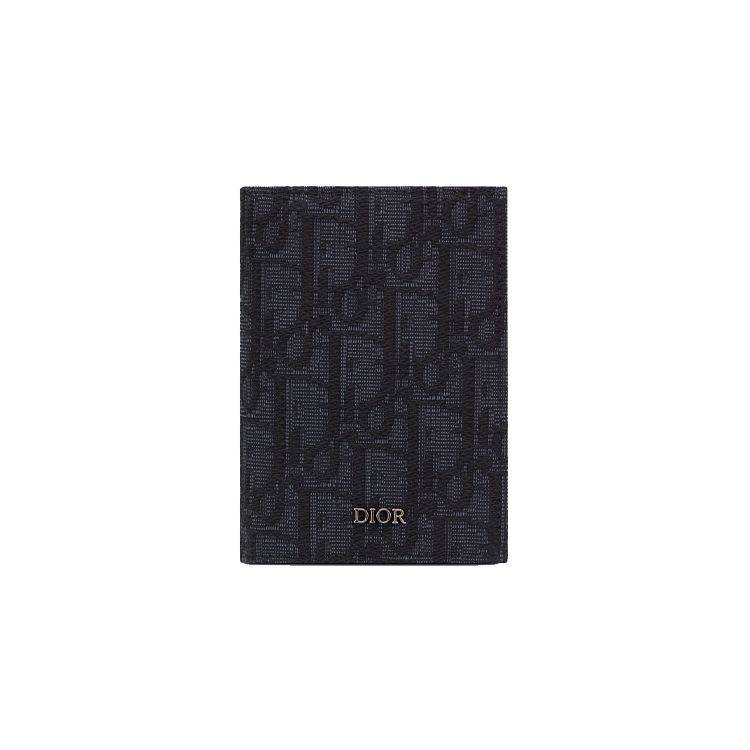 Dior Classic Monogram Print Two-Fold Leather Card Holder Men Card Holders Black 2ESCH138YSE-H03E Basic Set (Bag+Dust Bag)