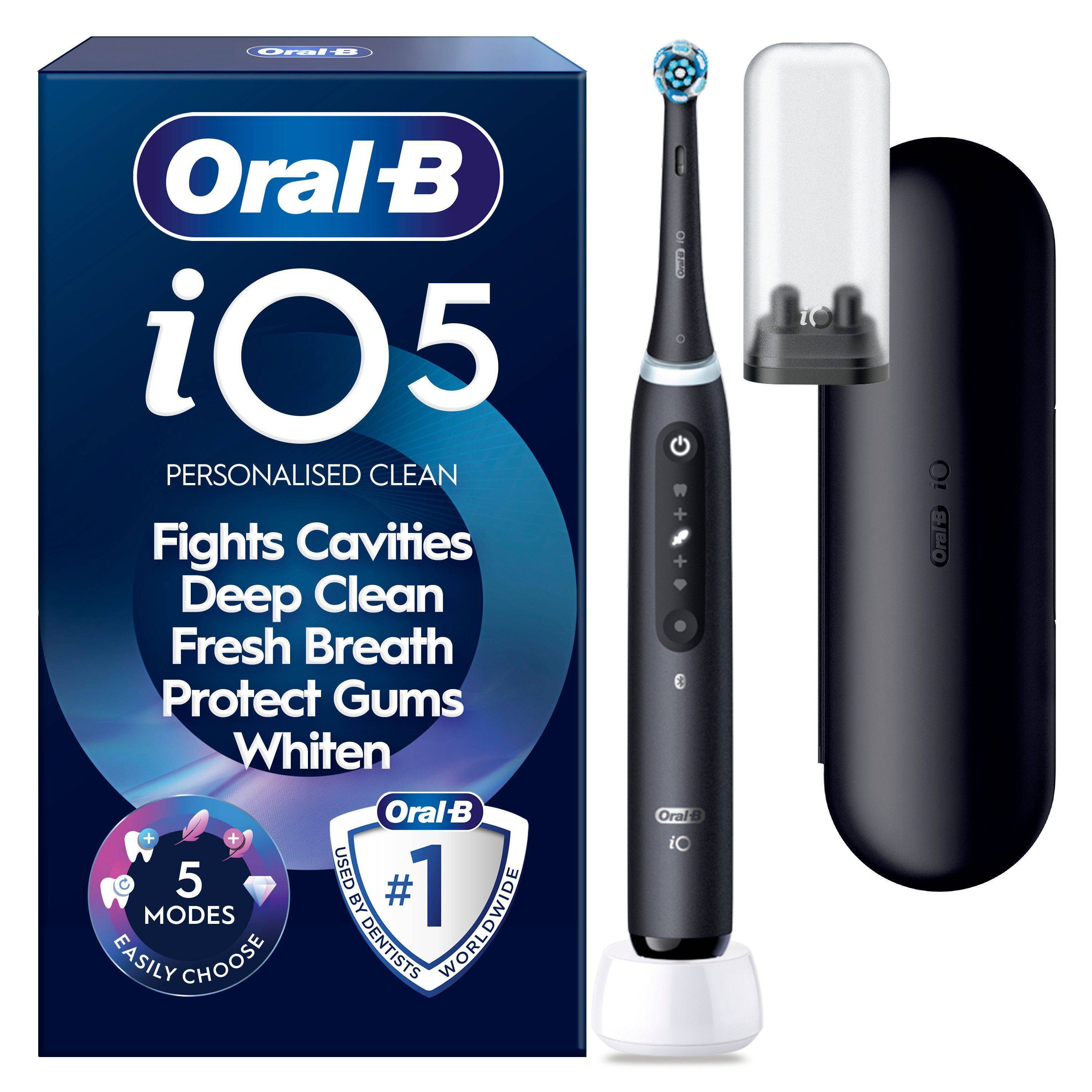 Oral B - iO5 Eltandborste - Svart - 1 Tandborsthuvud, Resefodral