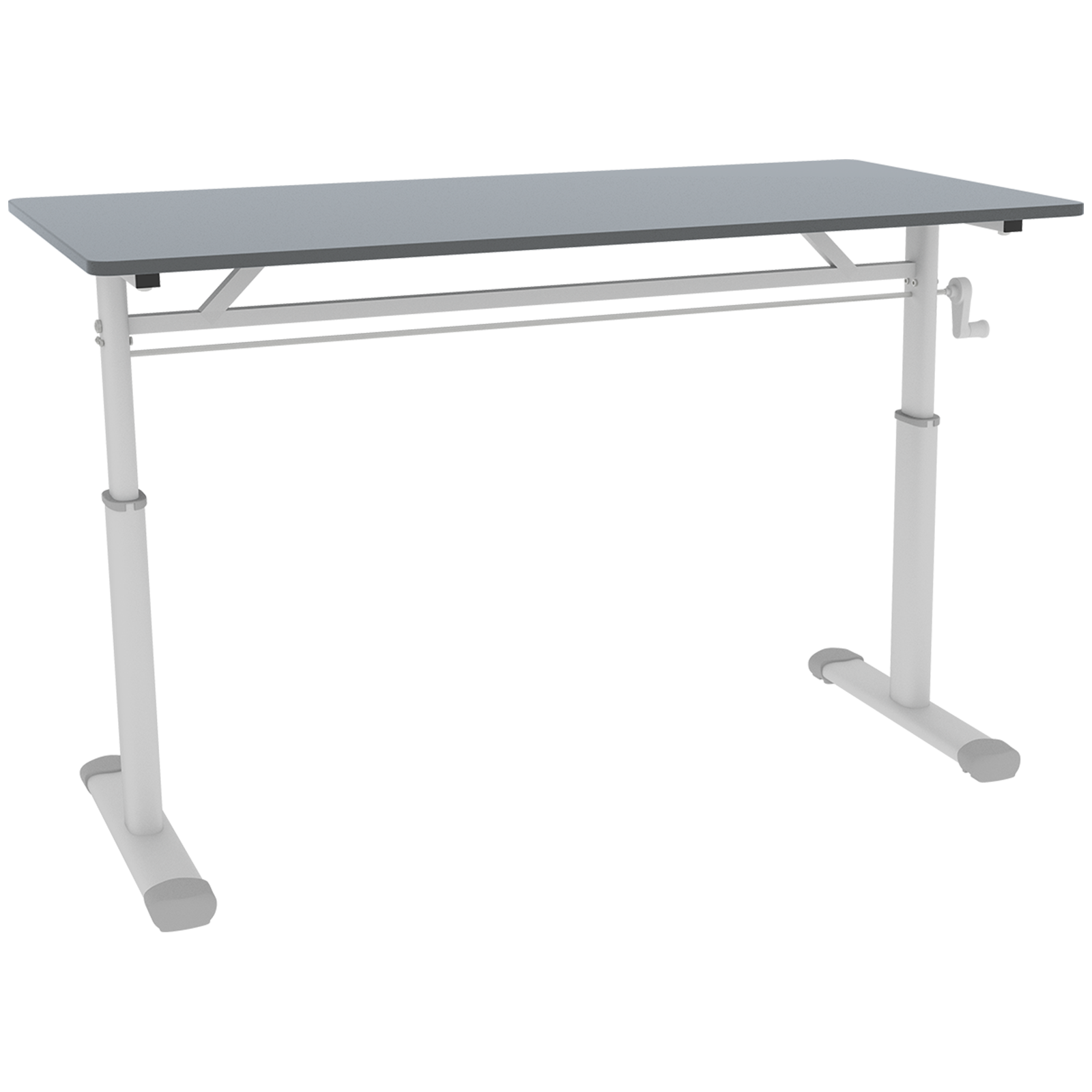 Adjustable Study Desk for Kids and Adults, Height-Adjustable Home Office Desk, 60cm x 120cm Gray Tabletop with White Frame, Compact Design
