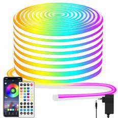 segrass Led Neon Lights Strip 15M,DC 24V RGB LED neon Light Strip APP Fernbedienungen Steuerung Flexible Outdoor Waterproof Neon LED Strip Lights for Bedroom,Spielzimmer,Outdoors Décor