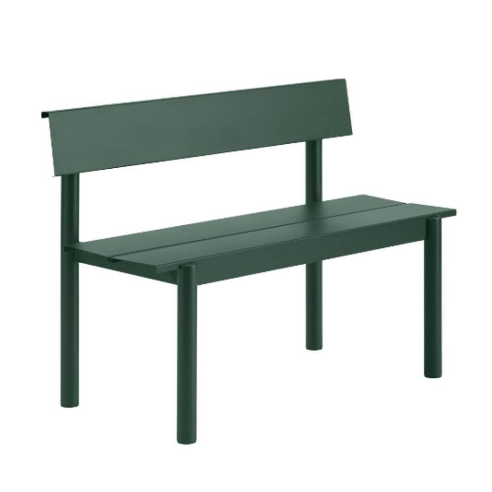 Muuto Linear Steel Bench w. Backrest (110 cm) Trädgårdsbänk Dark Green