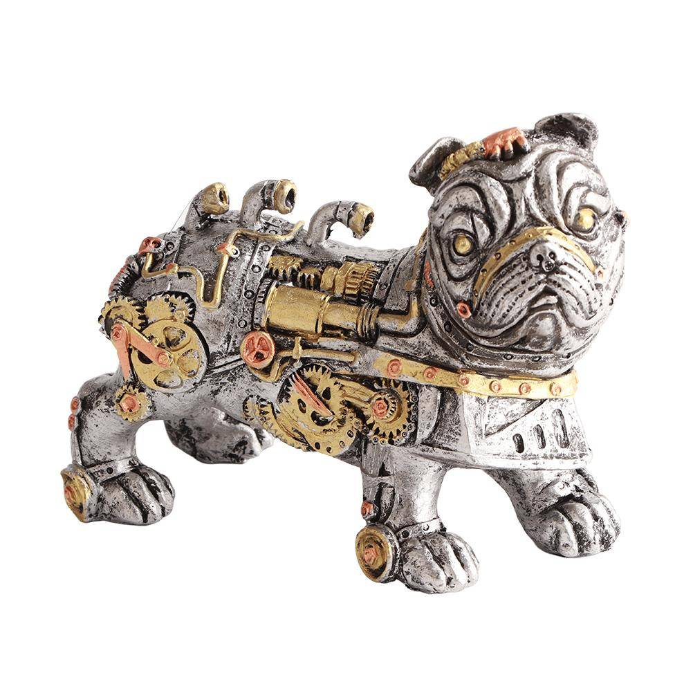Mekanisk Punk Hund Harts Hantverk Steampunk Bulldog Hund Harts Staty Skrivbord Fönster Dekoration Hem