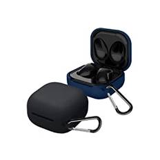 [2-Pack] easyBee Case Designad för Samsung Galaxy Buds 2/Galaxy Buds Pro/Galaxy Buds Live Fodral Skal, med 2 Karbinhakar, Anti-fall Stöttåliga Hörlurar Silikonskal -Svart och Mörkblå