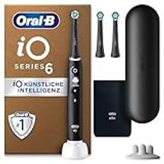 Oral-B iO Series 6 Plus Sensitive Edition Elektrische Zahnbürste/Electric Toothbrush, PLUS 3 Aufsteckbürsten, 5 Putzmodi für Zahnpflege, Reiseetui, Designed by Braun, black lava