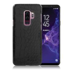 Samsung Galaxy S9 Plus ultra-tyndt PU læder etui - Sort krokodille Tekstur