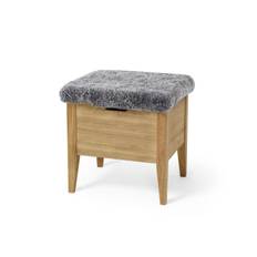 Klinte Bänk 45 | Oljad Ek | Fårskinn - Natur, Grå (45 cm)