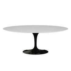 Knoll - Saarinen Oval Table - Matbord, 198 x 121 cm, Svart underrede, skiva i Vit laminat - Spiseborde - Eero Saarinen - Hvid - Laminat/Metal