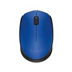 Logitech M171 trådlös RF-mus Optisk 1000 DPI Ambidextrous Svart, Blå - mus (Ambidextrous Optic, RF trådlös, 1000 DPI, 70,5 g, svart, blå)