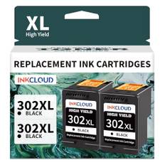 INKCLOUD 302 XL Schwarz Ersatz für HP 302 Druckerpatronen Schwarz für HP Envy 4525 4520 4522 4527 4524 DeskJet 3630 3636 3638 3639 1110 2130 OfficeJet 3830 3831 5220 5230 (2 Schwarz)