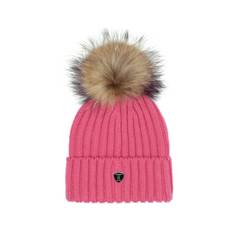 Rock and Blue Pom Pom Hat Pink/natur ægte pels kvinde