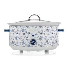 Laura Ashley 6,5 Liter Elektrisk Slow Cooker med China Rose Print från VQ - Slow Cooker för 8 till 10 Personer, Energisparande, med 3 Temperaturinställningar och lock av Härdat Glas