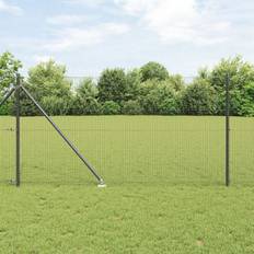 vidaXL Svetsat Tråd Stängsel med 13 Spike Stolpar Grå 1x25 m Stål