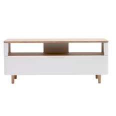 Nordic Home - Eliana TV-Bänk White/Oak 120cm från Sleepo - Vit ((BxDxH): 120 x 40 x 49 cm)