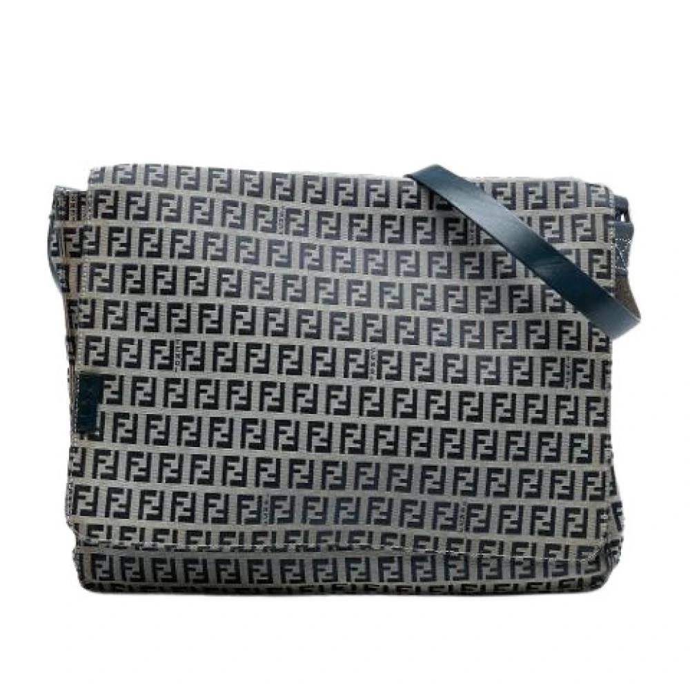 Fendi Vintage Pre-owned Canvas Crossbody Bag - Vintage - Dame - Grå - ONE SIZE - Læder