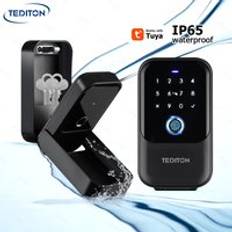 Tediton Outdoor Wall Mounted Key Box Tuya App Password Fingerprint Smart Key Lock Box