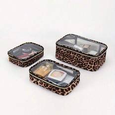 Portable Leopard Print Cosmetic Bag, Toiletry Bag, Unisex Fitness Storage Bag, Multifunctional Cosmetic Storage Bag, Wallet Bag, Portable Makeup Brush - Multicolor