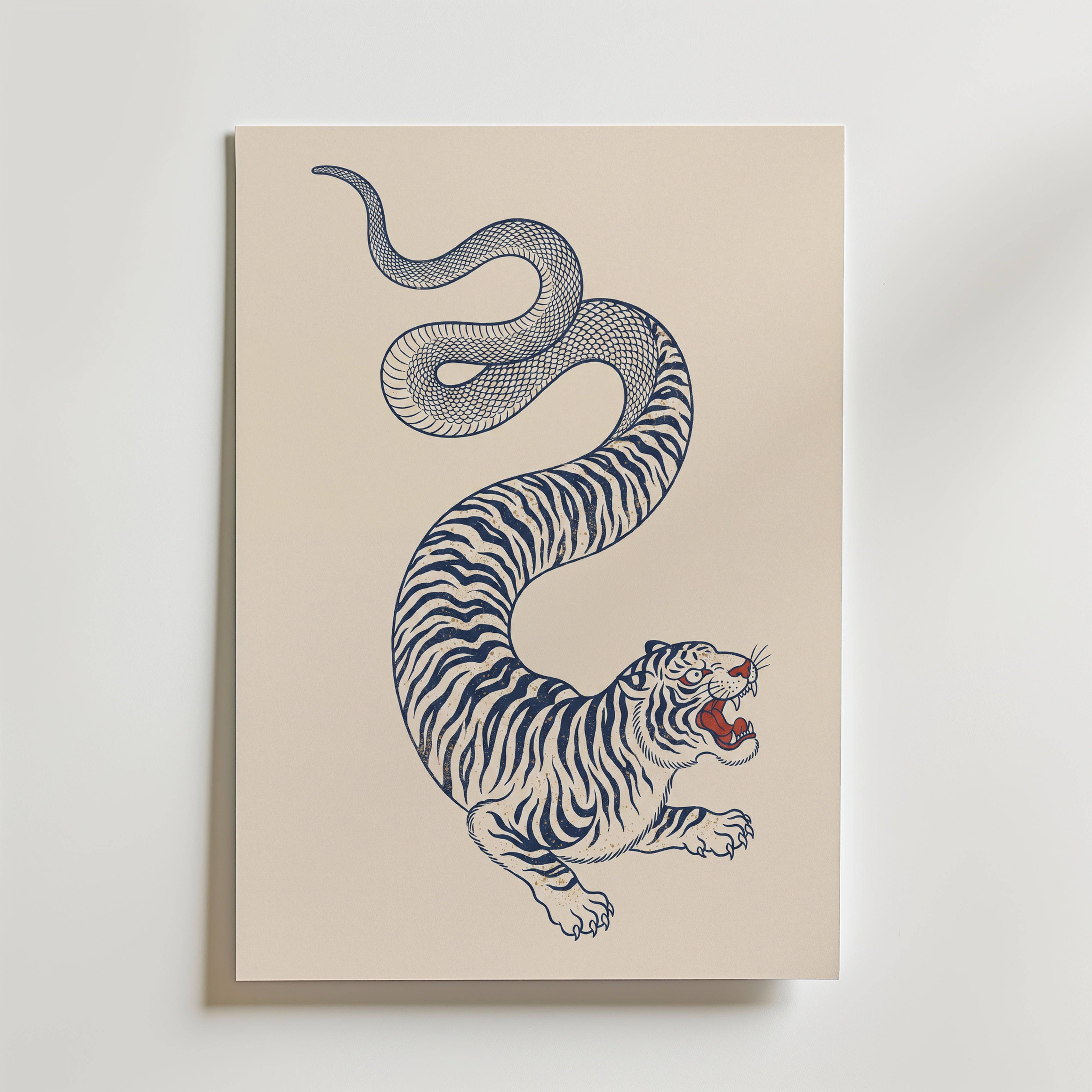Tiger Serpent II Poster - Premium Canvas 30x40 cm Utan passepartout