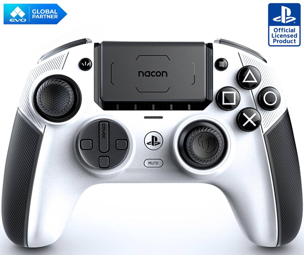 Licensierad NACON REVOLUTION 5 Pro-kontroller med garanti [SONY-produkt] (Vit) [Kompatibel med PS5, PS4, PC] (PS5RP5WJP) Ettårig