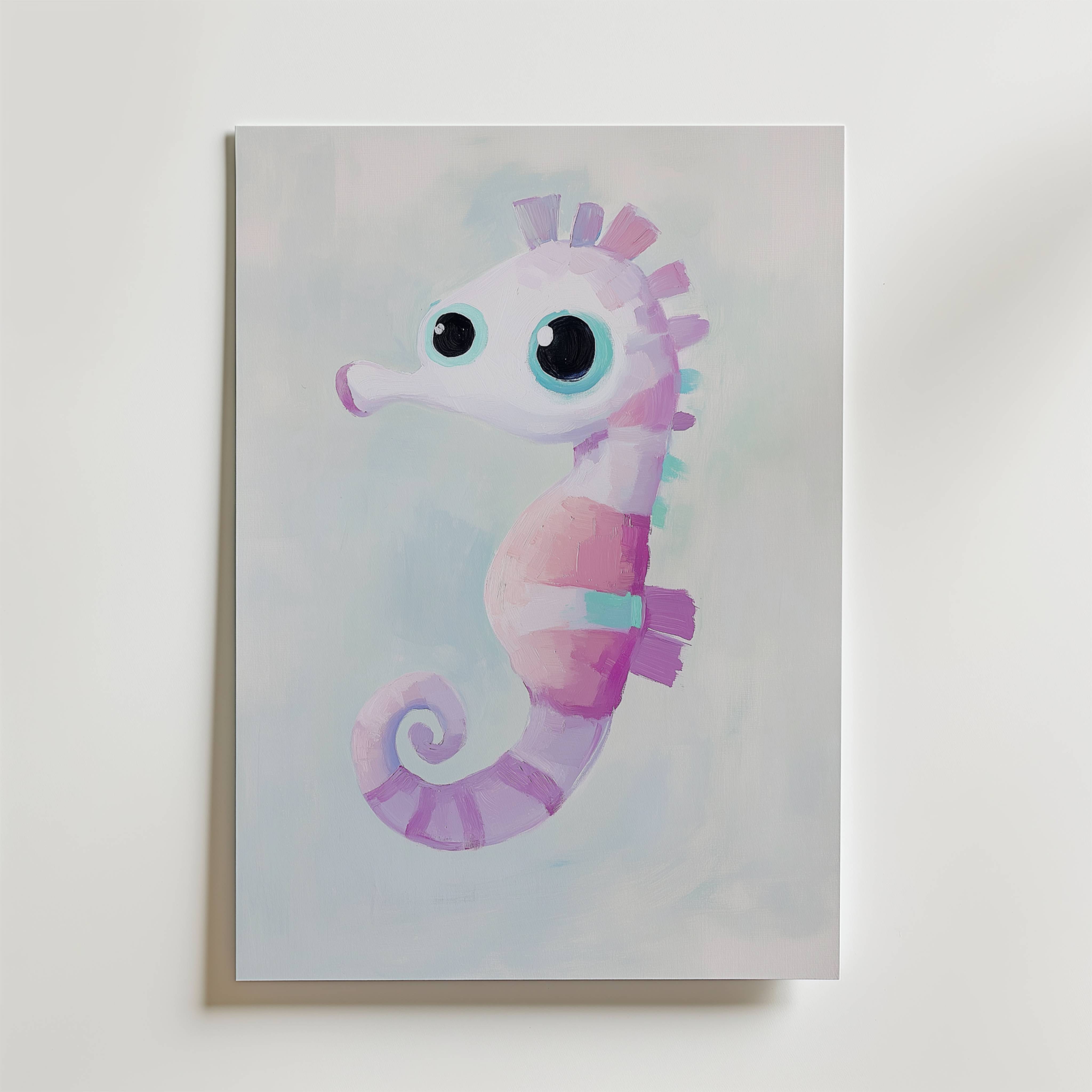 Pastel Seahorse Poster - Premium Canvas 30x40 cm