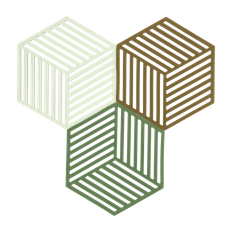 Hexagon Bordskåner 3 stk. fra Zone Denmark - Grass/Mint/Liquorice farve - Silikone