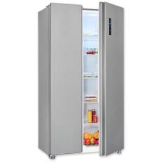 Exquisit Side-by-Side-Kühlschrank, Kühl-Gefrierkombination, NoFrost, 442 Liter, Schnellgefrieren, Alarm, 4-Sterne-Gefrieren, LED-Display, SBS546-040E inoxlook