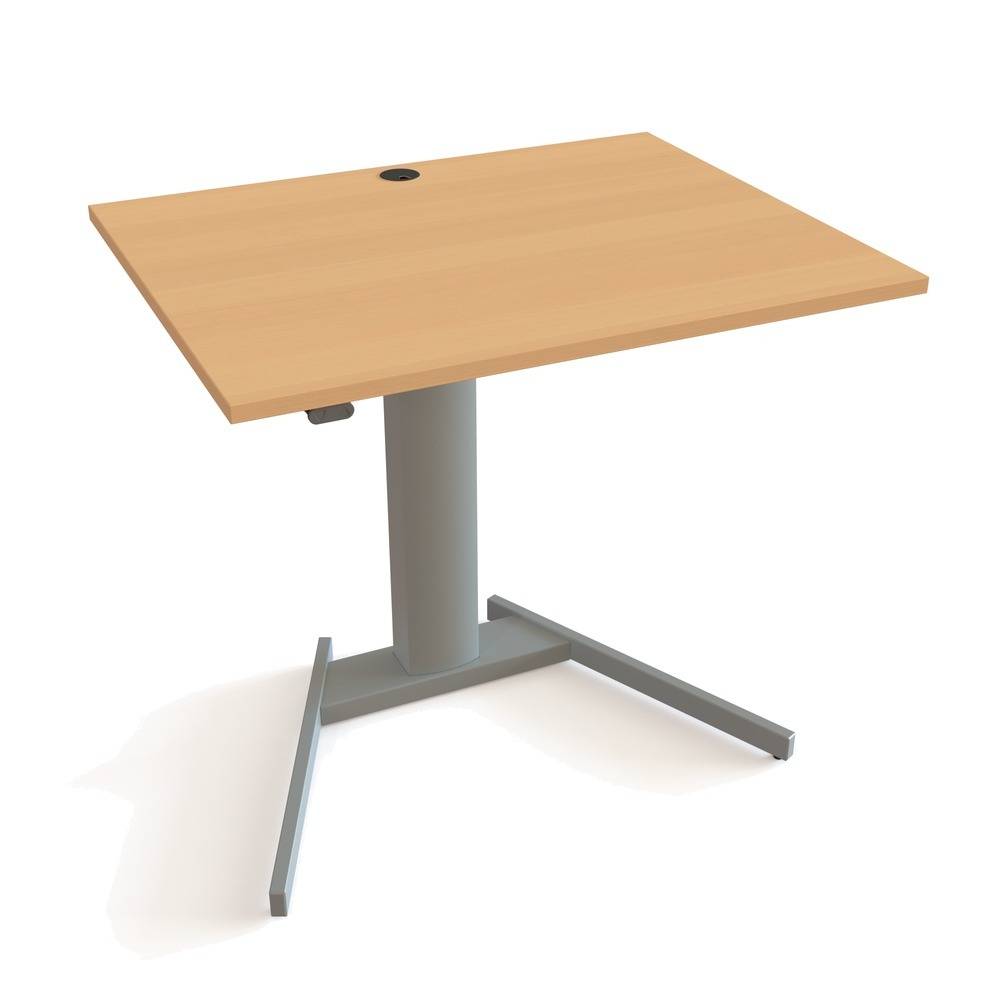 ConSet 501-19 hæve-/sænkebord, 100x80 cm, bøg med sølv stel.