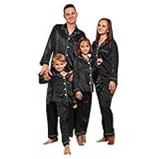 Pyjamas jul familj – matchande julpyjamas familj jul pyjamas familj set silke jul familj outfit pyjamas jul familj nattkläder svart julpyjamas, Schwarz3, 160