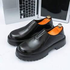 Men Leather Platform Oxfords Slip On Thick Bottom For Male Derby Shoes Casual Loafers Mens Formal Dress Shoes Spring Fashion Men&#39;s Retro Lace Up Busin - Black - CN39,CN40,CN41,CN42,CN43,CN44,CN45,CN46