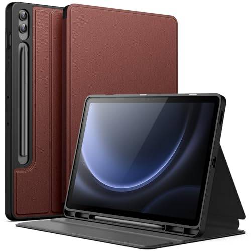 JETech Fodral för Samsung Galaxy Tab S9 FE+ / S9 FE Plus 12,4 Tums med S Pen Pennhållare, Smal Folio Stativ Skyddande Tablet Skal Case, Flera Betraktningsvinklar (Vin)