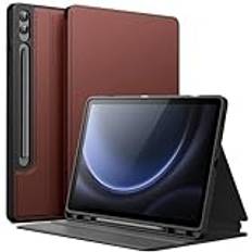 JETech Fodral för Samsung Galaxy Tab S9 FE+ / S9 FE Plus 12,4 Tums med S Pen Pennhållare, Smal Folio Stativ Skyddande Tablet Skal Case, Flera Betraktningsvinklar (Vin)