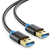 deleyCON 0,5m USB 3.0 Super Speed‑kabel - A‑kontakt till A‑kontakt - Överföringshastigheter upp till 5 Gbit/s - Svart/Blå