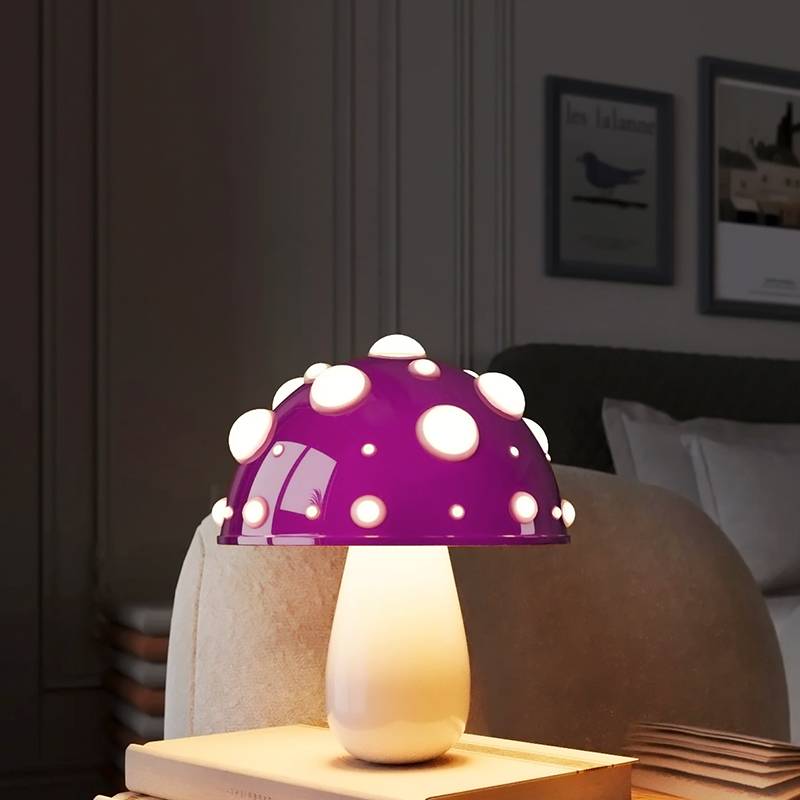 Paddehat Bordlampe Genopladelig Batteri Lilla/Hvid