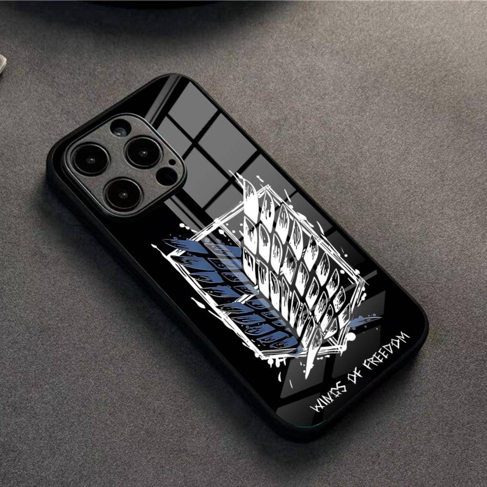 Attack on Titan Fodral För IPhone 17 Pro Max 16 15 14 Pro Max 13 11 X Xs Xr 8 7Plus Glasfodral