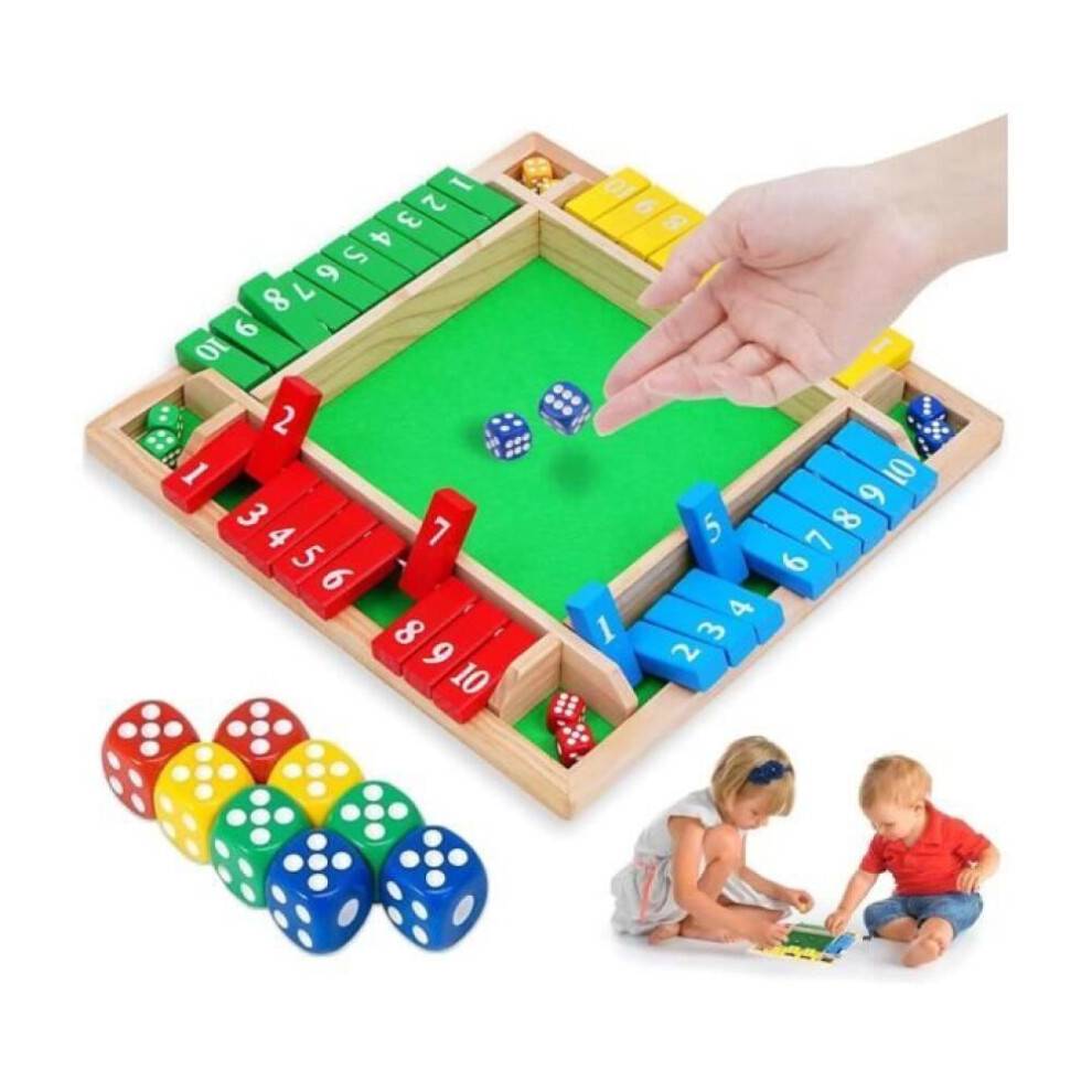 Brætspil - Shut The Box - Træterningspil - For 4 spillere - Ideelt til camping og picnic