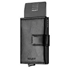 VULKIT Kreditkortshållare RFID Blocking Pop Up Leather Slim Mens Women Plånbok med Sedelfickor Aluminium Korthållare