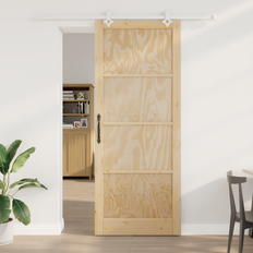vidaXL glidende dør med hardware sæt 93x232 cm solid fyr&&vidaXL indvendig dør 'ORKDAL'93x232x4 cm solid fyr