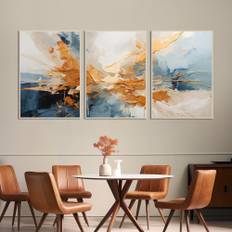 Plakater - Plakater - Moderne kunst - Gul stænkkunst / Sæt med 3