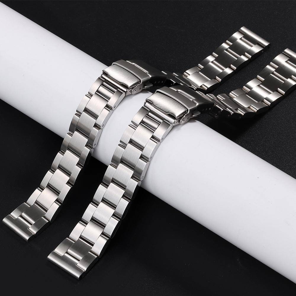 18mm 20mm 22mm 24mm 26mm Rostfritt Stålarmband för Seiko SKX007 SKX009 Drivklocka Metallarmband för Män Kvinnor Bältesaccessoarer silver