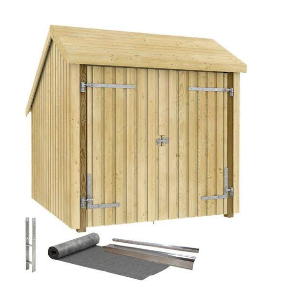 Cykelskjul Sverker, av trä, HxBxD 2500 x 2910 x 2290 mm (5,7 m²), med