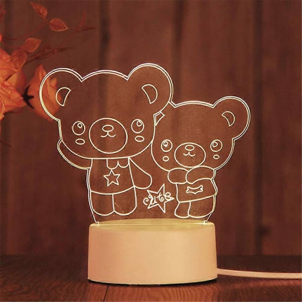 3D Small Night Light, Plug-in LED-belysning för barnrum, Girl's Gift, Moon Lamp, Bordslampa, d