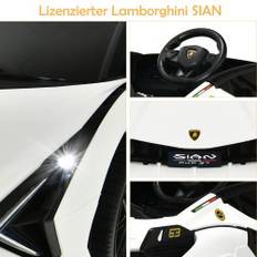 12V Lamborghini børne-elbil med 2,4G fjernbetjening børnebil 3-5km/t med MP3 hvid