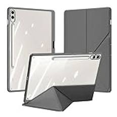 Multi-Fold Tablet Fodral Lämplig for Samsung Galaxy Tab S10 Plus S9 Plus S9 FE Plus 12.4 Smart PU-läderskyddsfodral(GRAY,For Tab S10 Plus)