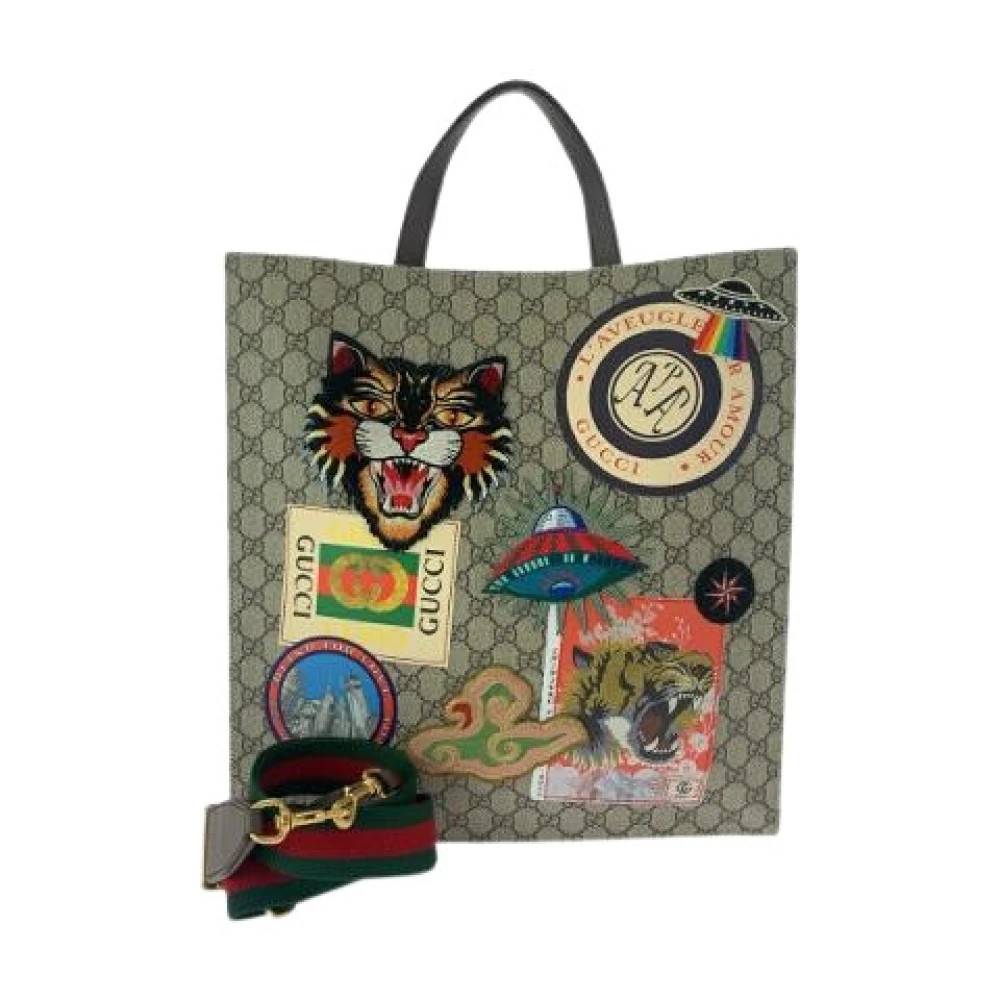 Gucci Vintage - Pre-owned Courrier Embroidery GG Supreme Canvas Tote Bag Vintage - Dam - ONE Size -