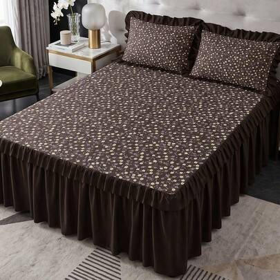 1 st sängkappa med volang, vintageblommigt sängöverkast, madrasskydd, rumsdekoration, hemtextil, mjuk, bekväm, andningsbar och lätt, passar för säng i - Multifärgad (Multi-size)