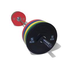 Physical Company PU Competition Bumper Plate Barbell Set - 150kg