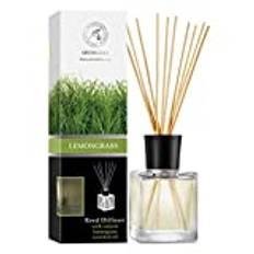 Lemongrass Reed Diffuser w/Natural Essential Lemongrass Oil 200ml - Intensive - Fresh And Long Lasting Fragrance - Scented Reed Diffuser - 0% Alcohol - Diffuser Gift Set w/ 8 Bamboo Sticks