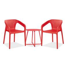 Salon de jardin Table et 2 chaises en rouge