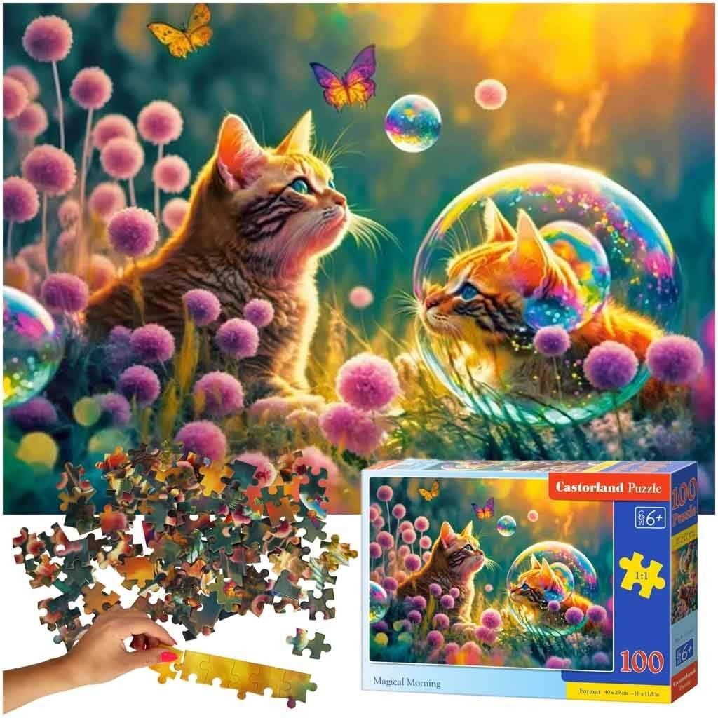 Kattunge Pussel 100 bitar - Blommor och Magi